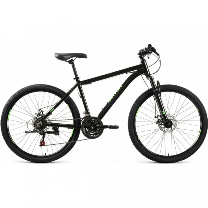 Велосипед ALTAIR 26 DISK 26", рама 17", черный/ярко-зеленый, 2021 RBKT1M36GK01
