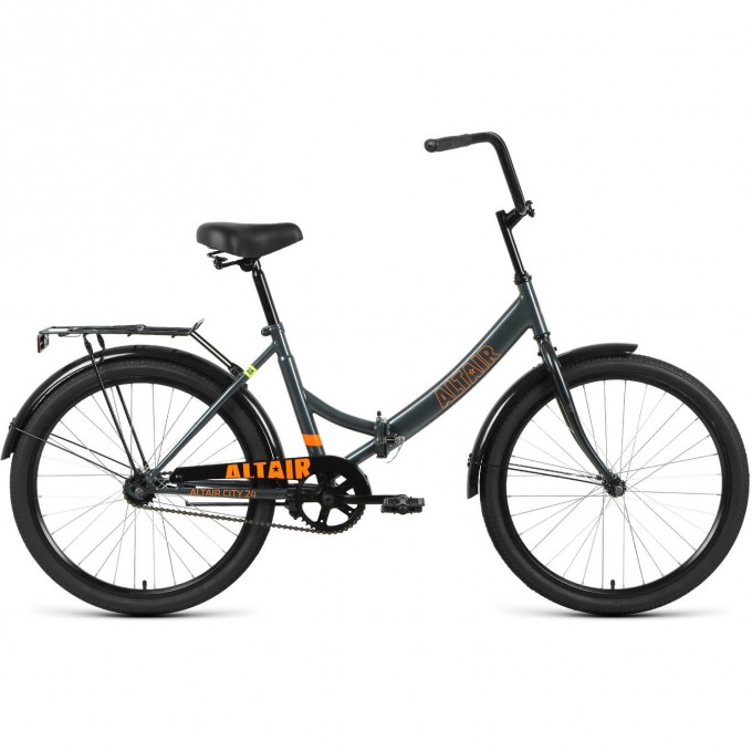 Велосипед ALTAIR CITY 24 FR 24", рама 16", темно-серый/оранжевый, 2023 RB3C4102EDGYXOG-FR