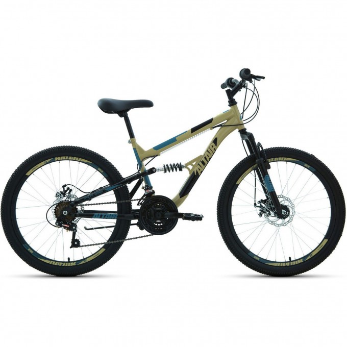 Велосипед ALTAIR MTB FS 20 D 20", рама 14", бежевый/черный, 2022 RBK22AL20046