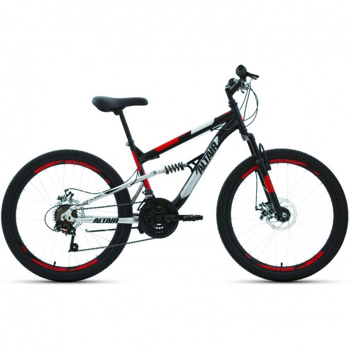 Велосипед ALTAIR MTB FS 20 D, рама 14", Черный / Красный 2022 RBK22AL20047