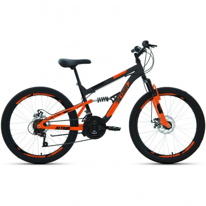 Велосипед ALTAIR MTB FS 20 disc 20", рама 14", темно-серый/оранжевый, 2021 RBKT1F106004