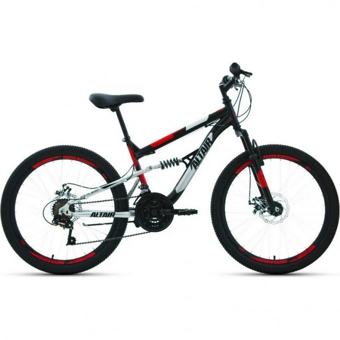 Велосипед ALTAIR MTB FS 24 D 24", рама 15", черный/красный, 2022 RBK22AL24052