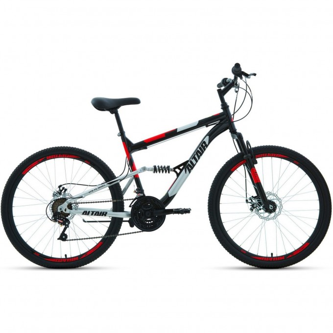 Велосипед ALTAIR MTB FS 26 2.0 D 26", рама 16", черный/красный, 2022 RBK22AL26067