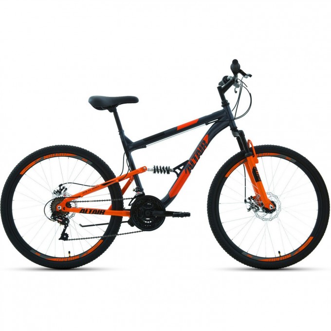 Велосипед ALTAIR MTB FS 26 2.0 D 26", рама 18", темно-серый/оранжевый, 2022 RBK22AL26074
