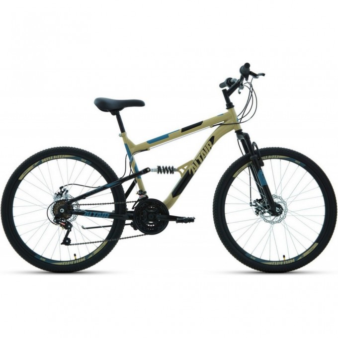 Велосипед ALTAIR MTB FS 26 2.0 disc 26", рама 16", бежевый/черный, 2021 RBKT1F16E012