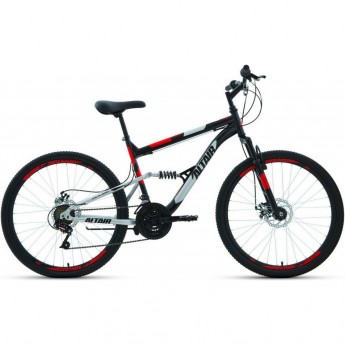 Велосипед ALTAIR MTB FS 26 2.0 disc 26", рама 16", черный/красный, 2021