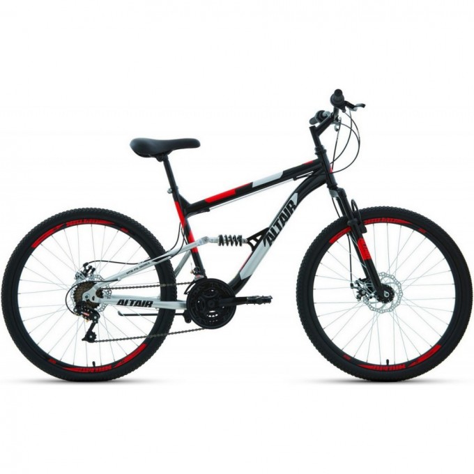 Велосипед ALTAIR MTB FS 26 2.0 disc 26", рама 16", черный/красный, 2021 RBKT1F16E013