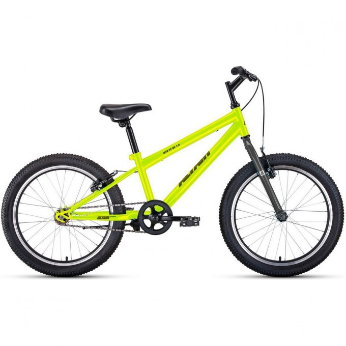 Велосипед ALTAIR MTB HT 20 1.0 20", рама 10.5", ярко-зеленый/серый, 2021 1BKT1J101003
