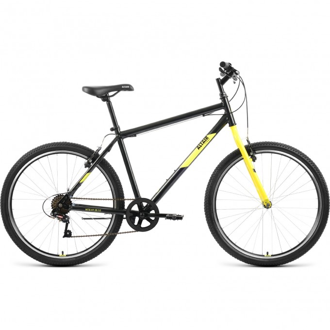 Велосипед ALTAIR MTB HT 26 1.0 26", рама 17", черный/желтый, 2022 RBK22AL26099