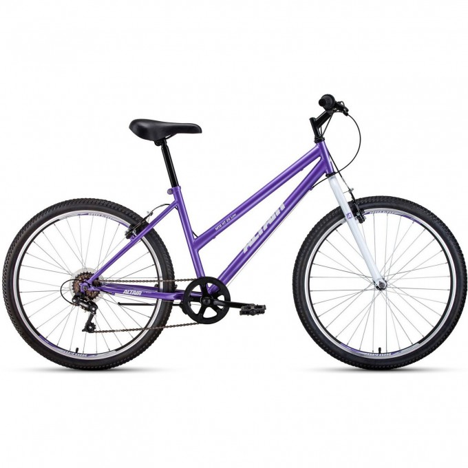 Велосипед ALTAIR MTB HT 26 LOW, рама 15", фиолетовый / белый 2021 RBKT1M166009