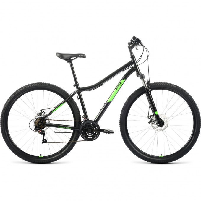 Велосипед ALTAIR MTB HT 29 2.0 D 29", рост. 19", 2022, черный/ярко-зеленый RBK22AL29168