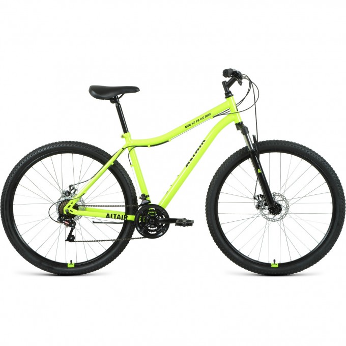 Велосипед ALTAIR MTB HT 29 2.0 disc 29", рама 17", ярко-зеленый/черный, 2021 RBKT1M19G001